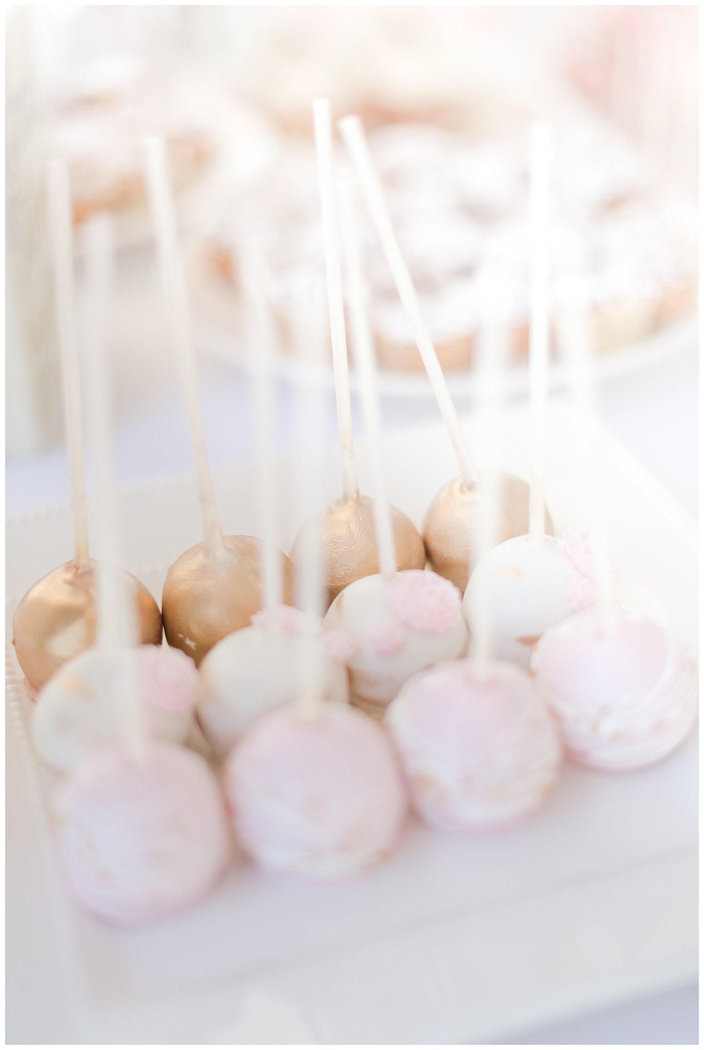 pink white and gold cake pops