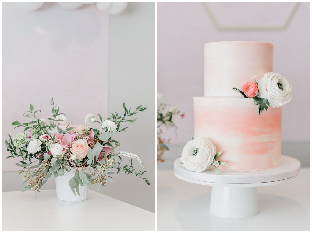 anemone flowers on wedding cake