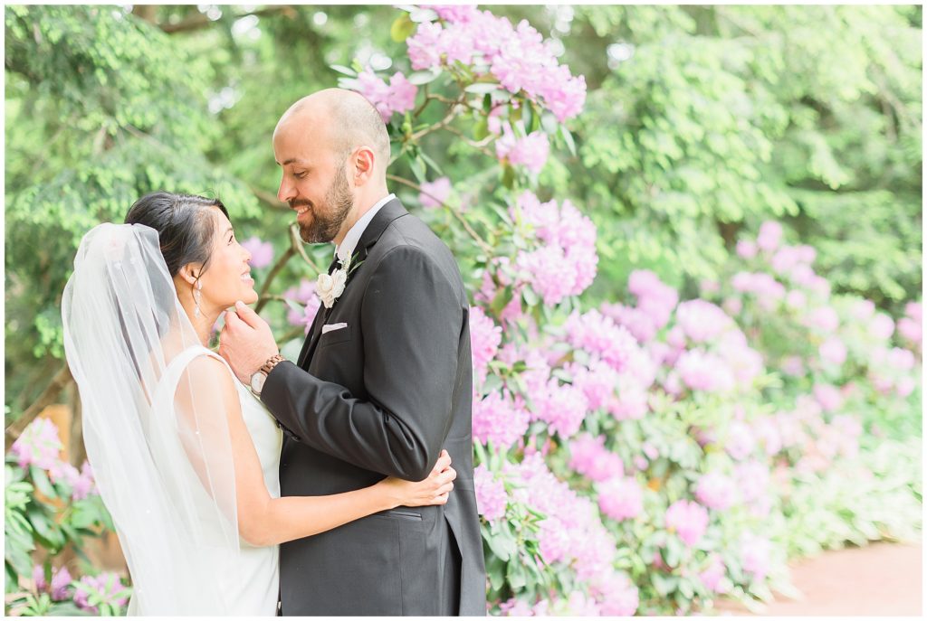 bride and groom Princeton garden