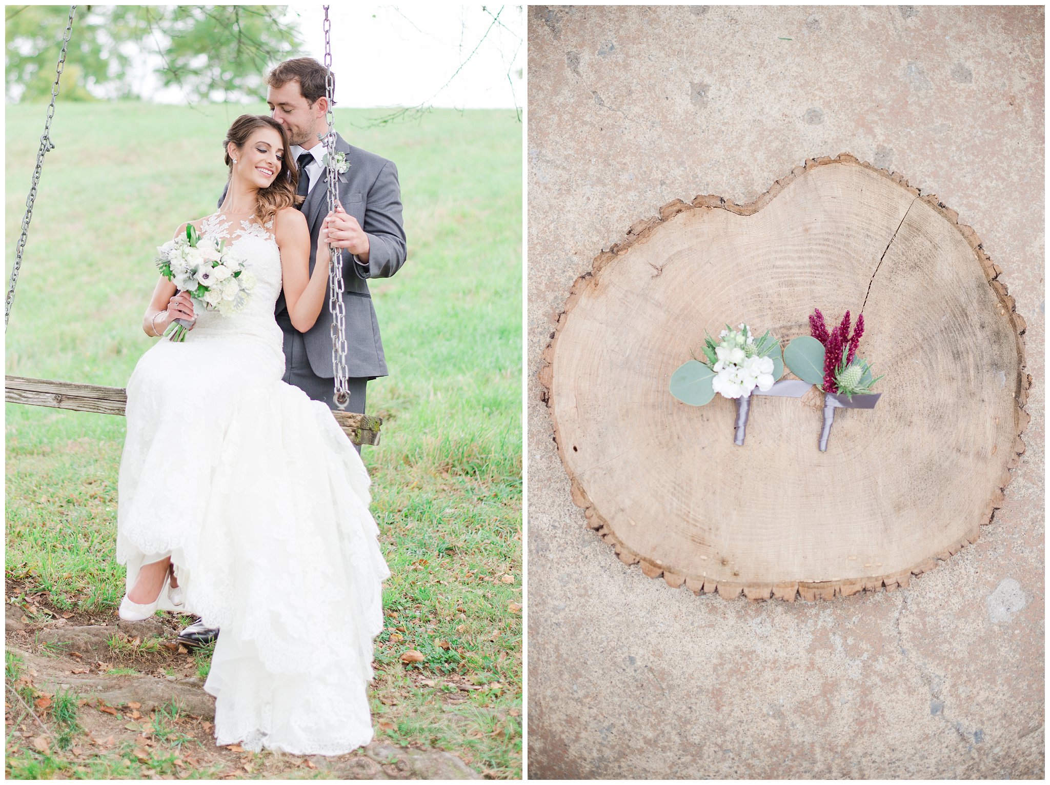 bride and groom on swing