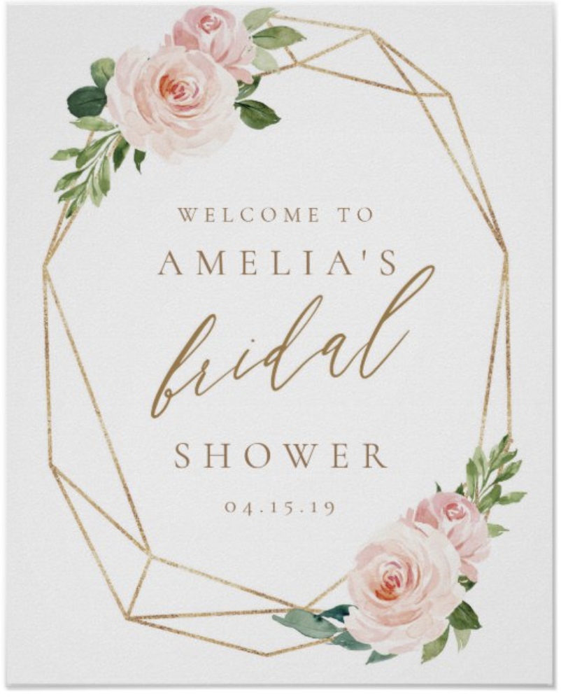 gold floral bridal shower sign