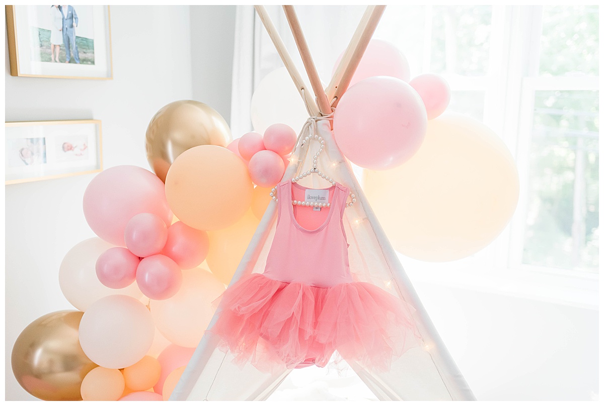 pink and orange balloon installation