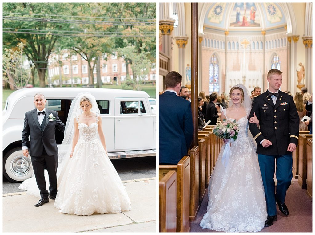 bride walking into church