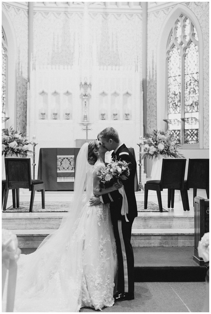 wedding kiss in church