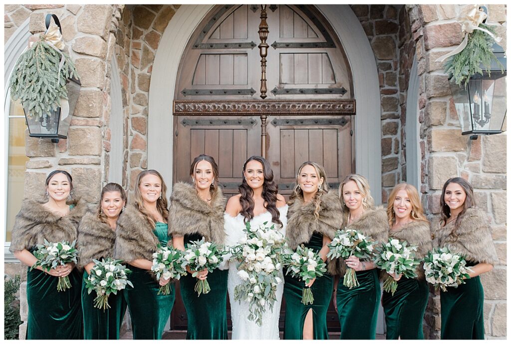 velvet emerald green bridesmaids dresses