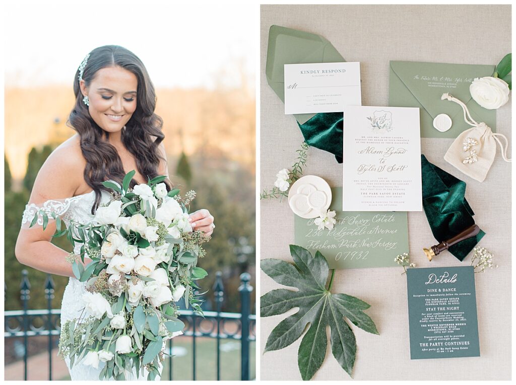 emerald green winter wedding