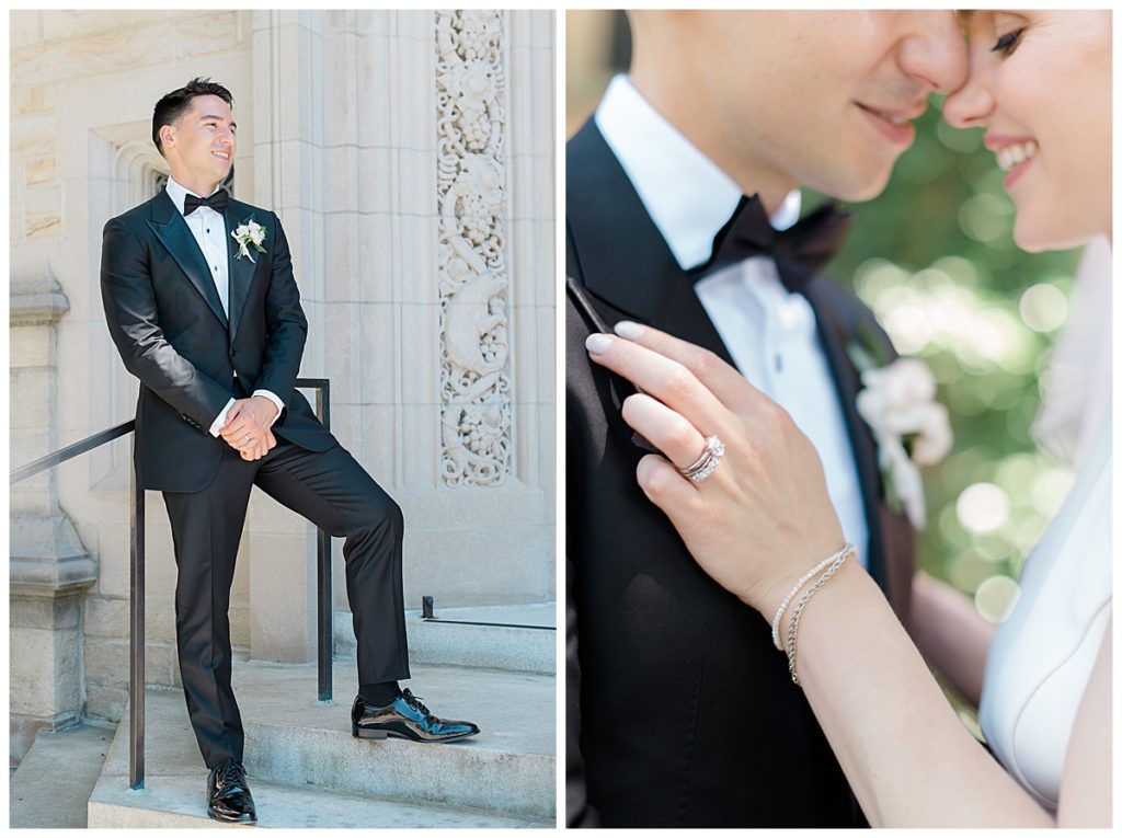 groom in black tux