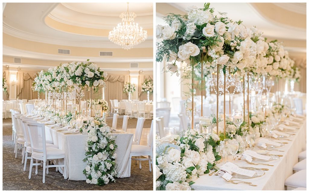 white floral wedding reception