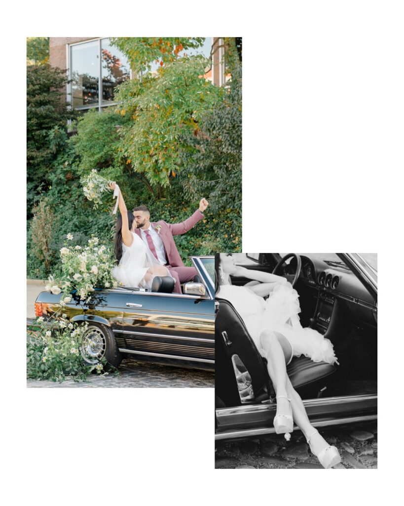 vintage car engagement photos