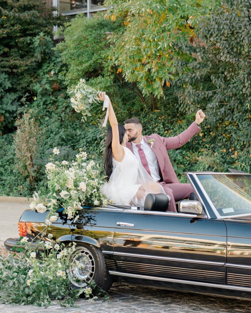 vintage car engagement