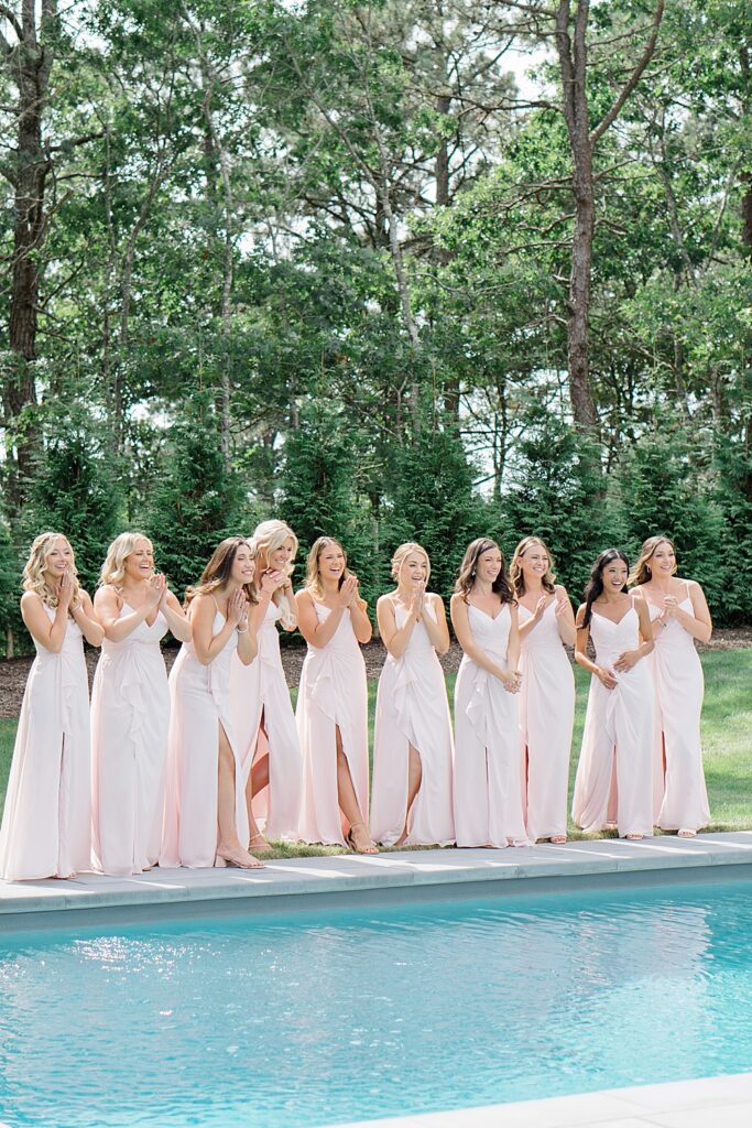 first look with bridesmaids